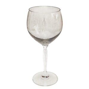 Pier 1 Smoke Red Wine Glass 8.5" pastel grey sculpted petal stem